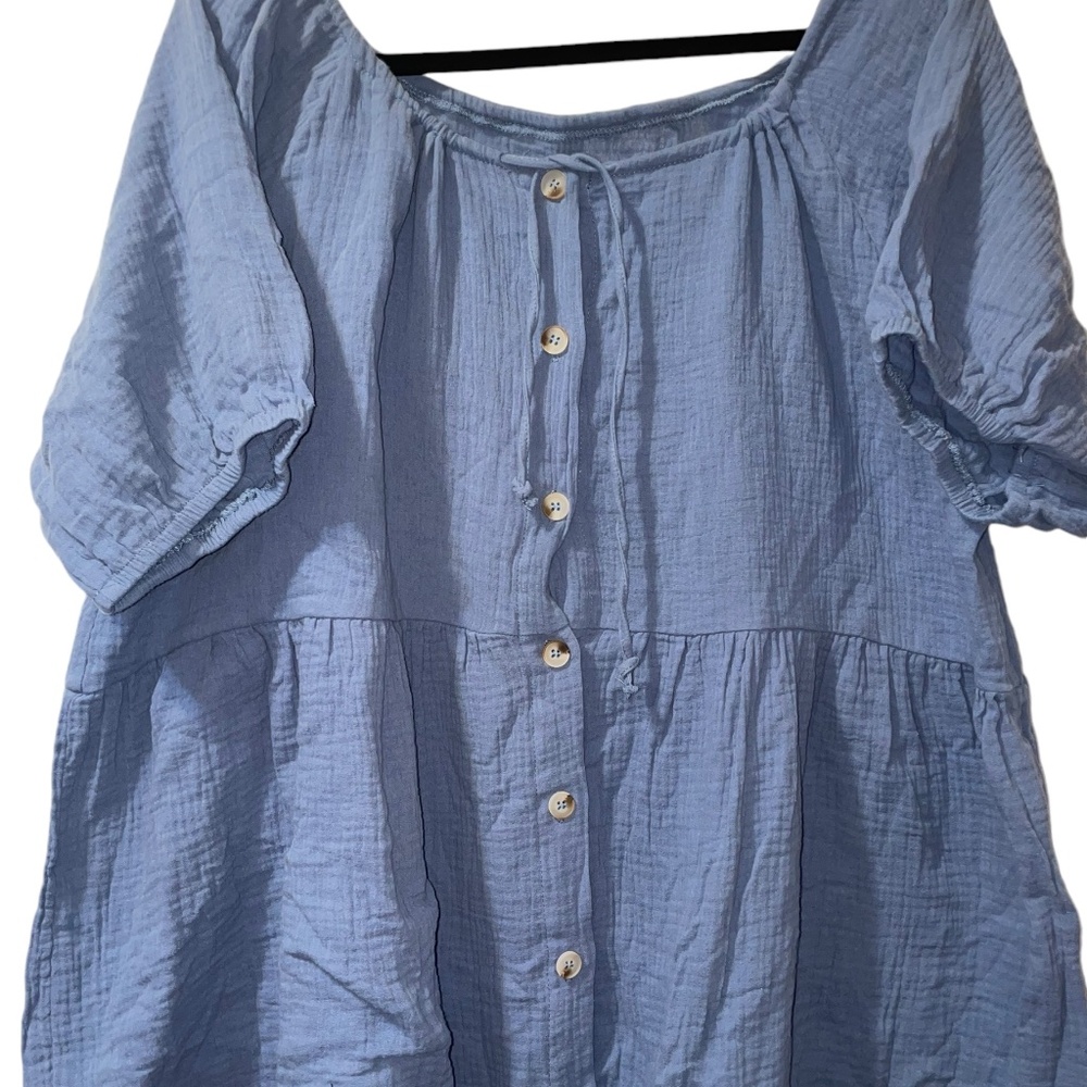 New Womens Beach Casual Loose Mini Dress Short Sleeve Hight Waist button Down XL - Picture 2 of 6